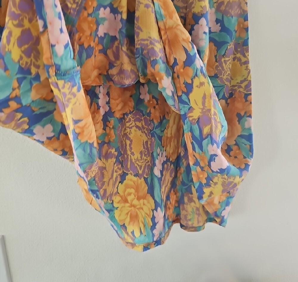 Billabong Summer Floral Viscose Midi Skirt in Blue and Mustard - Picture 11 of 13